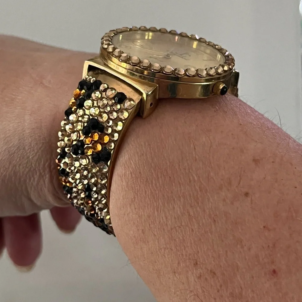 Gold and Black Crystal Watch vintage from Cache